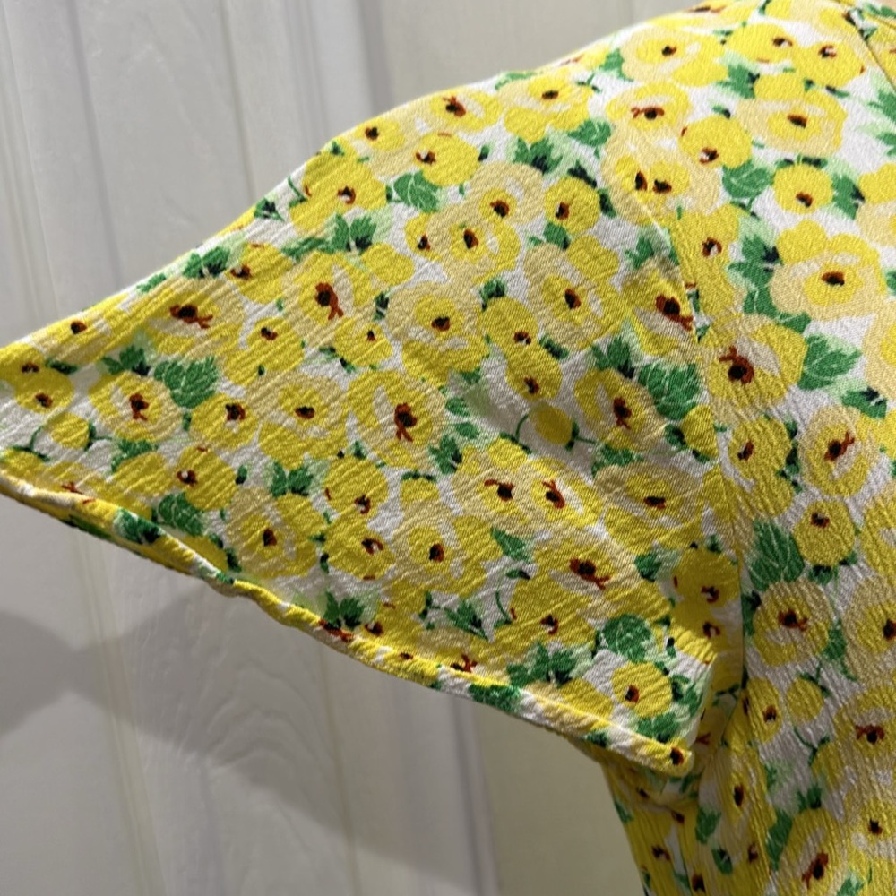 LOFT Floral Pintucked Side Tie Dress Small - Picture 7 of 14